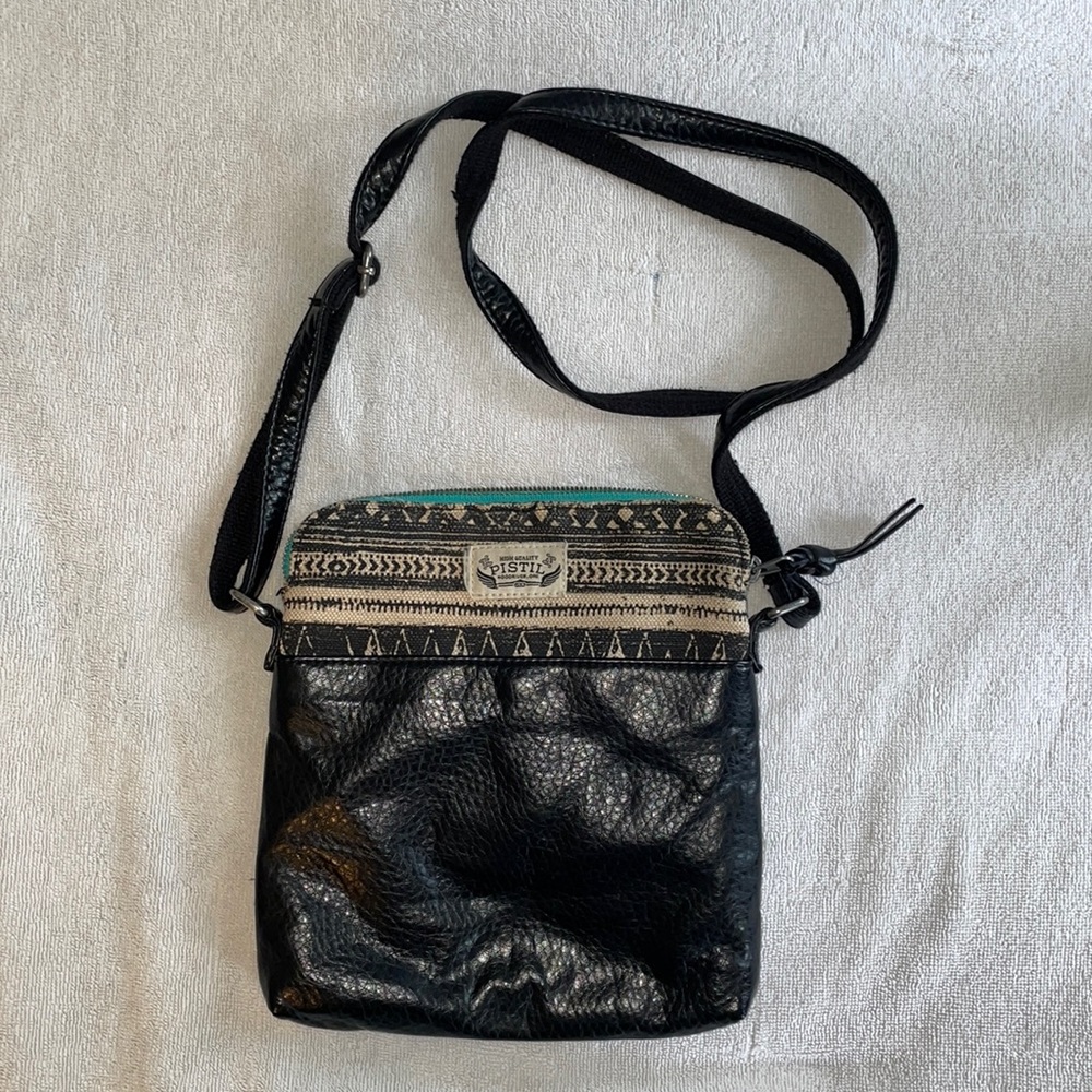 Vegan leather cross body with interior pocket